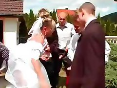 Bride gets fucked by groom’s buddies and showered with cum