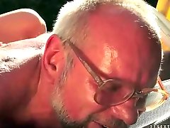 Grandpa fucks cute teen beauty outdoor