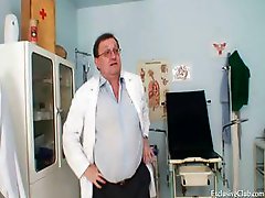 Busty babe gyno exam by filthy elder doctor