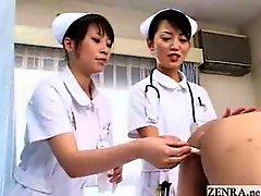 Japan nurses examine patents anus while pumping cock