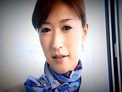 Japanese stewardess plays with herself