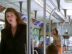 Stefanie Von Pfetten Flashes Her Big Round Jugs On a Bus - Movie Scene