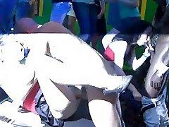 Waiter fucking one kissing other