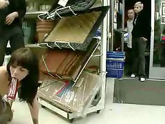 Babes fucked with toys and dicks in public