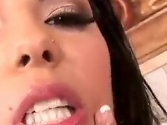 Jasmine Black gets sprayed with a hot jizz on her big juggs