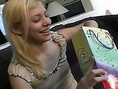 Blonde Leah Luv toys round rubber toy until swallowing wiener And having bumped