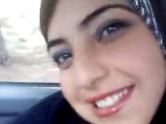 Hot arab flashing her boobs in the car 