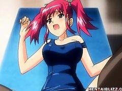 Swimsuit anime coed footjob fucked