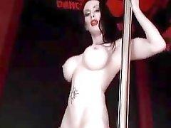 Kinky Tattoed Babe Dances On A Stripper Pole