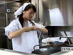Subtitled Japanese ramen shop with topless employee