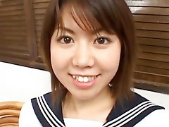 Ai Kazumi in school uniform sucks cock