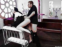 Horny nun maia gangbanged and fucked by priests