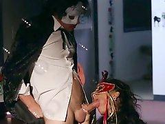 Lusty Janice Griffith in mask pounded