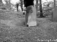 Outdoor crossdresser jerk