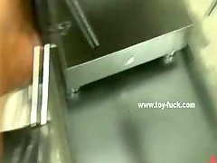 Busty brunette slut with delicious huge tits fucked by huge electric machine
