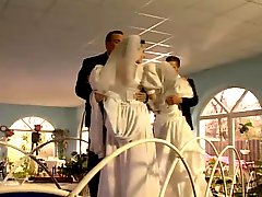 Two horny married couples fucking right after the wedding