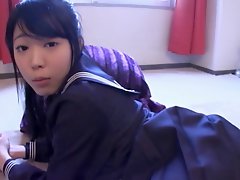 Asian teen swimsuit dildo assjob 