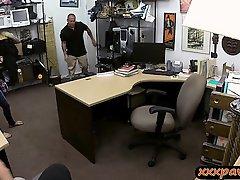 Hot Cuban chick sells her old TV and banged in the backroom