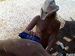 Topless Cowgirl In The Farm