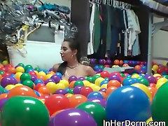 College Girls Sucking Dick In Dorm Room Turned Ball Pit