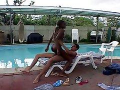 Having Hard Sex With Chocolate Pussy At The Pool