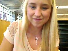 Amateur blond masturbates and squirts in the library WF