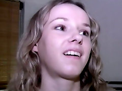 Dutch teen with light hair strips on cam and touches her pussy