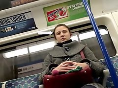 Girls Watch Guy's Bulge on Train