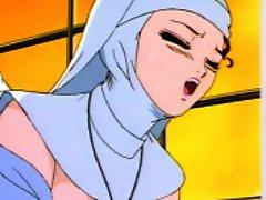 Slutty anime nun bends over and takes it from behind