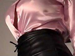 Satin - mature handjob fully clothed