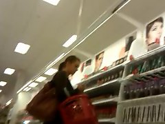 Upskirt at the make-up aisle 