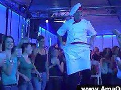 Party girls having fun with stripper