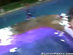 SEx-girlfriendy pool party group fuck