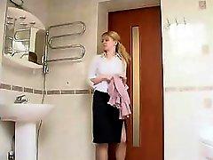 Tight teen russian bathroom surprise