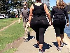 Huge White BBW Candid Spandex Ass Walk