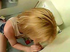 She Sucks In A Public Bathroom