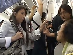 Naughty Japanese Girl Azumi Mizushima Fucked with Pantyhose in Crowded Train