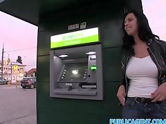 PublicAgent Hot brunete with massive its flashing in public