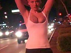 Gorgeous Alison Angel shows her hot body in the street