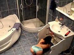 Superb brunette amateur voyeur female Lilia has Sexy inside bathroom onto spy camera