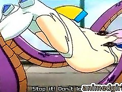 Busty hentai hot fucked by monster tentacles snake