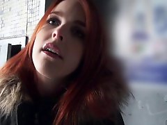 Redhead Czech girl facialed for money