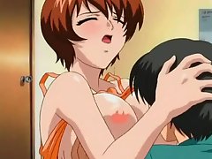 Sucking and fucking her massive anime tits