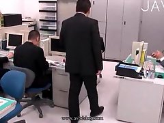 Busty office worker makes sex