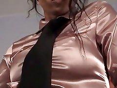 Satin - Teasing in hot dress - masturbating