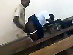 Teen African students fucking doggstyle in class