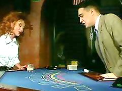 Curly redhead hottie Kai Nobel fucks on the blackjack table
