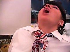 Submissive Paulina touches herself before a masked guy fucks her holes