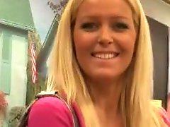 Sophie Moone the cute blonde walks around the mall