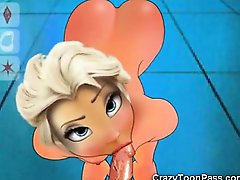 3D Elsa from Frozen Gets 3 Cumshots!